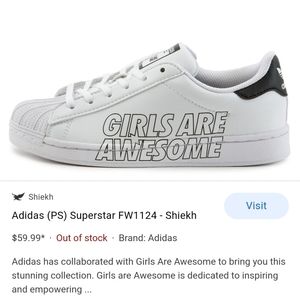 Adidas "Girls Are Awesome" Superstar Kids Sneakers sz 12 12K